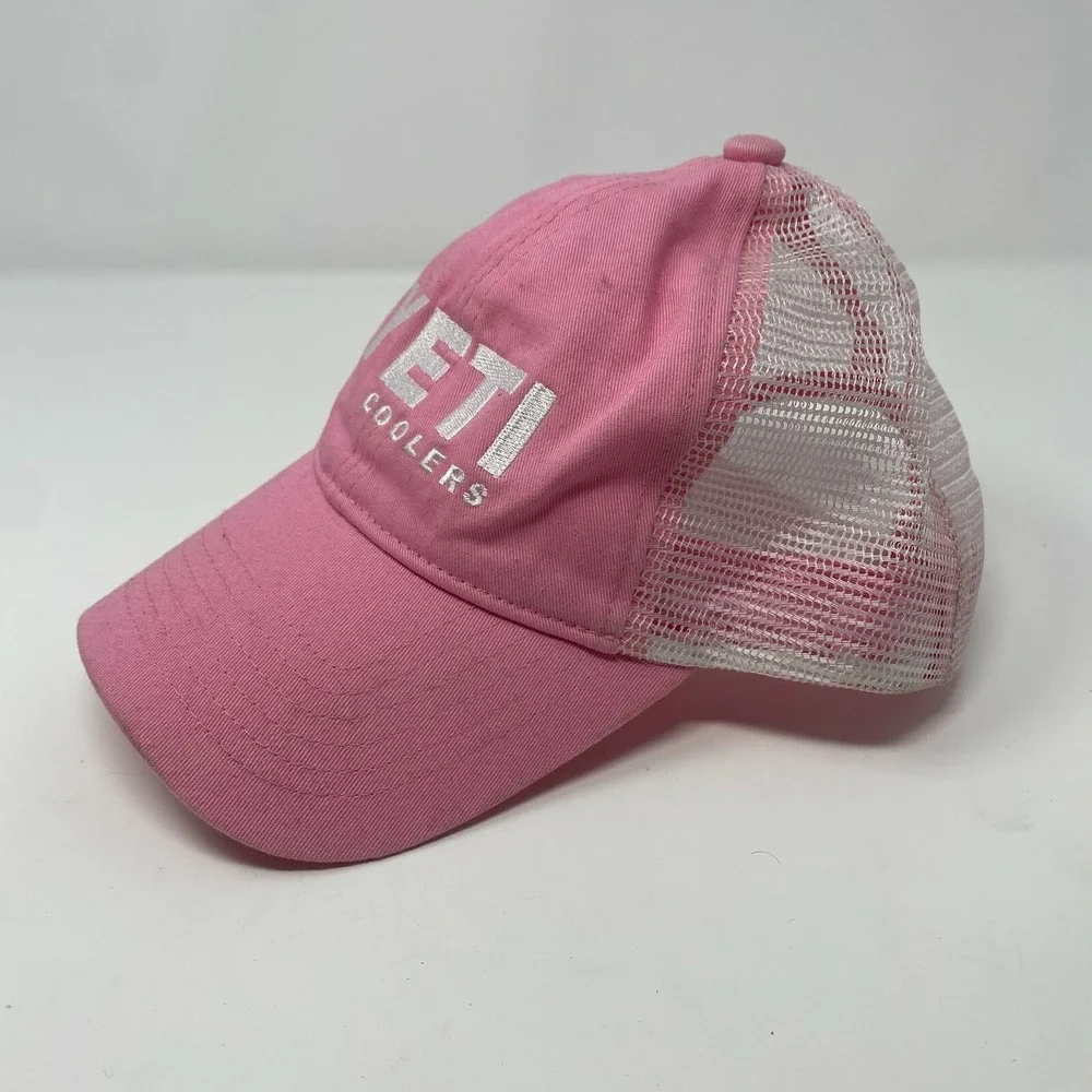 YETI Cooler Pink Embroidered Mesh SnapBack Baseball‎ Cap Hat Trucker Mesh